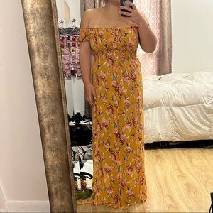 Xhilaration floral romper dress - XS - mustard yellow